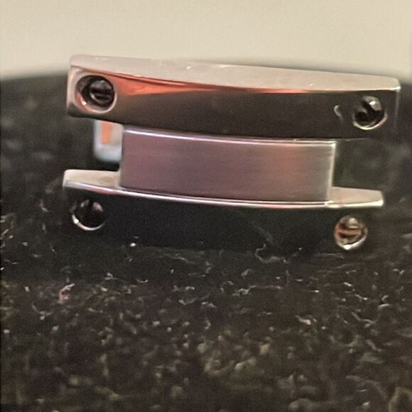 Vintage-1930s-1” x 1” engravable rectangular polished stainless steel cuff links - Picture 4 of 15